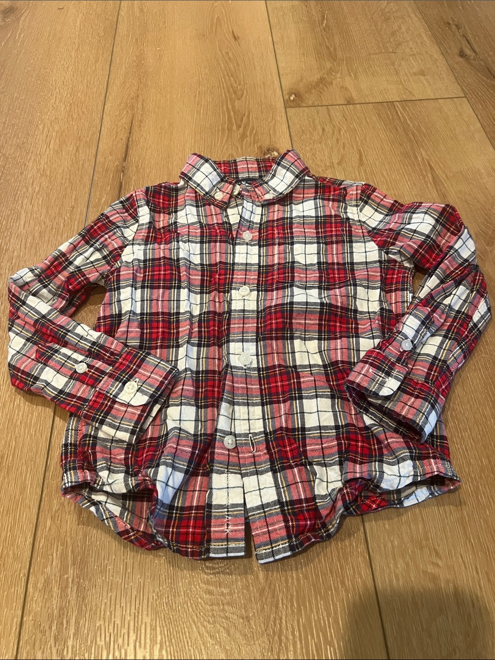 Janie and Jack Red White Plaid Button-Down Shirt